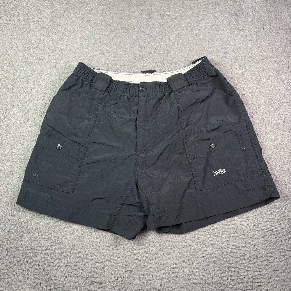 Aftco Bluewater Shorts Mens 42 Black Cargo Pockets 5" Fishing Hybrid Nylon M01